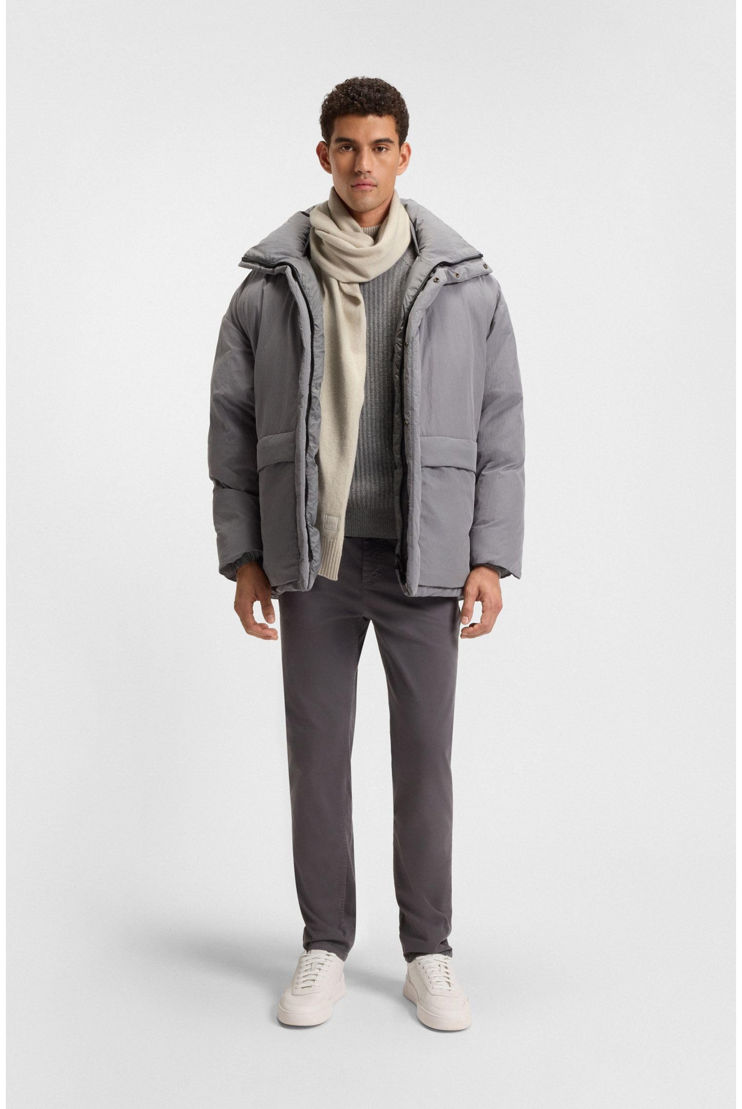 BOSS Akaio_R_Scarf Sciarpa, Light Beige271, Taglia Unica Uomo