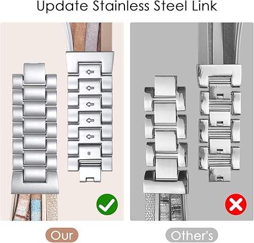 Vista 102 de VISOOM Beaded Boho Bracelet Compatible for Apple Watch Band 40mm/38mm/41mm/42mm iWatch Series 10 9 8 7 SE 6/5/4 Women Leather Fashion Cute Handmade