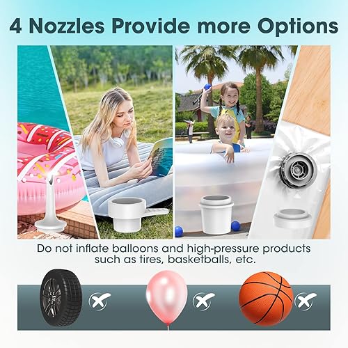 Miniatura 6 de LiltsDRae Mini bomba de aire para inflables portátil, eléctrica de 4000 mAh, tipo C, recargable, se infla rápidamente para flotadores de piscina,