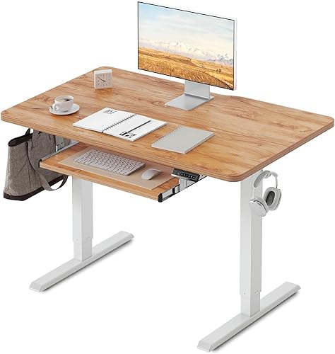 Miniatura 23 de FEZIBO Escritorio de pie con bandeja para teclado, altura ajustable de 40 x 24 pulgadas, con ajustes preestablecidos de memoria para oficina en