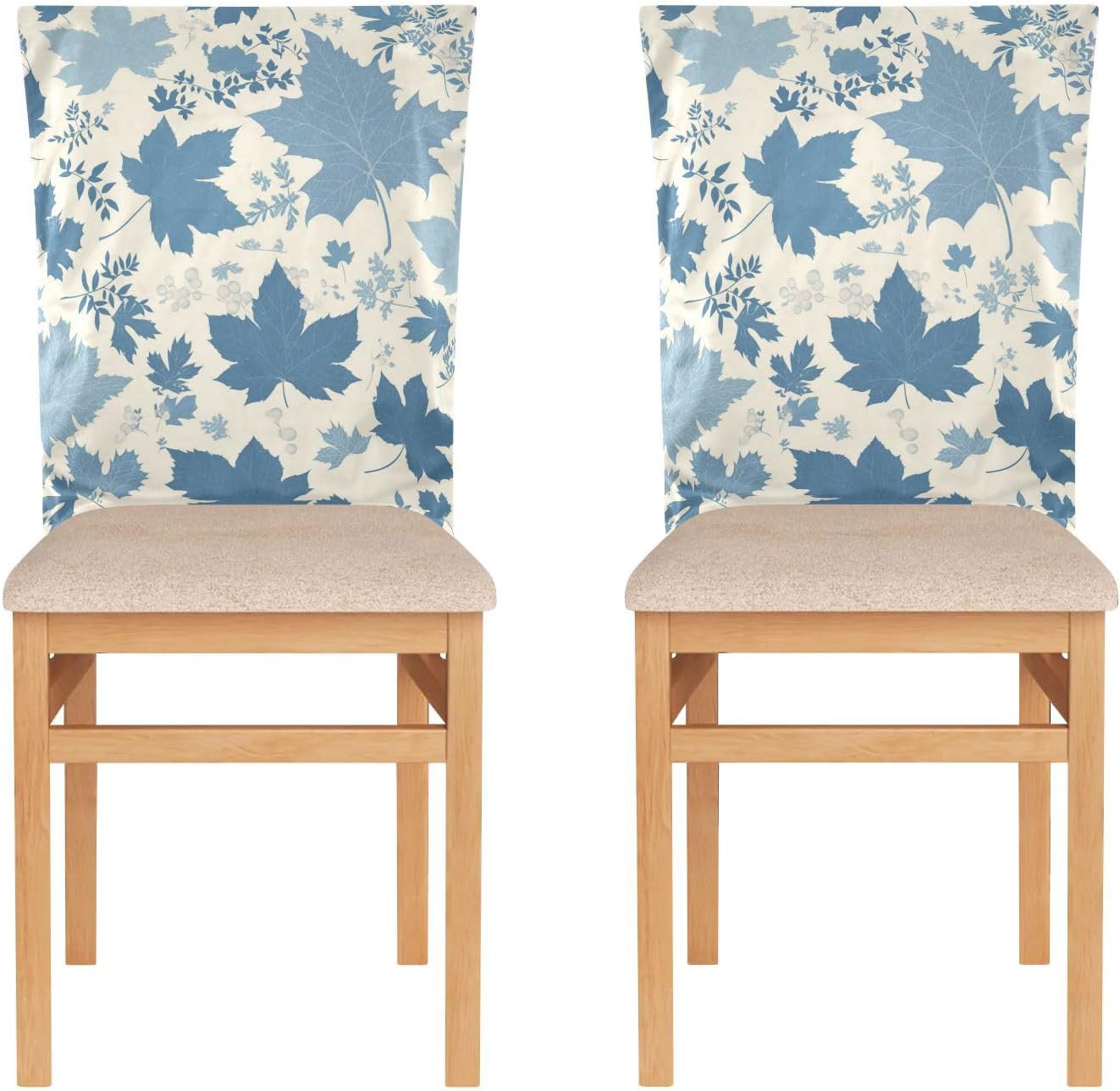 Blue Elegant Romantic Maple Leaf Decorative Dorm Desk Chair Cover for Festivals (Easter, Graduation, etc.) Anti-Dust Living Room Chair Covers funda para sillas Set of 6