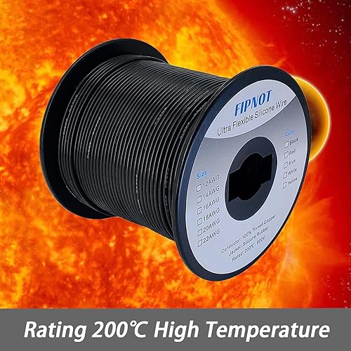 Vista 44 de Alambre de silicona de calibre 14 – Bobina negra de 100 pies, alambre de cobre estañado trenzado de 14 AWG, 392.0 °F 600 V – Automotriz, batería
