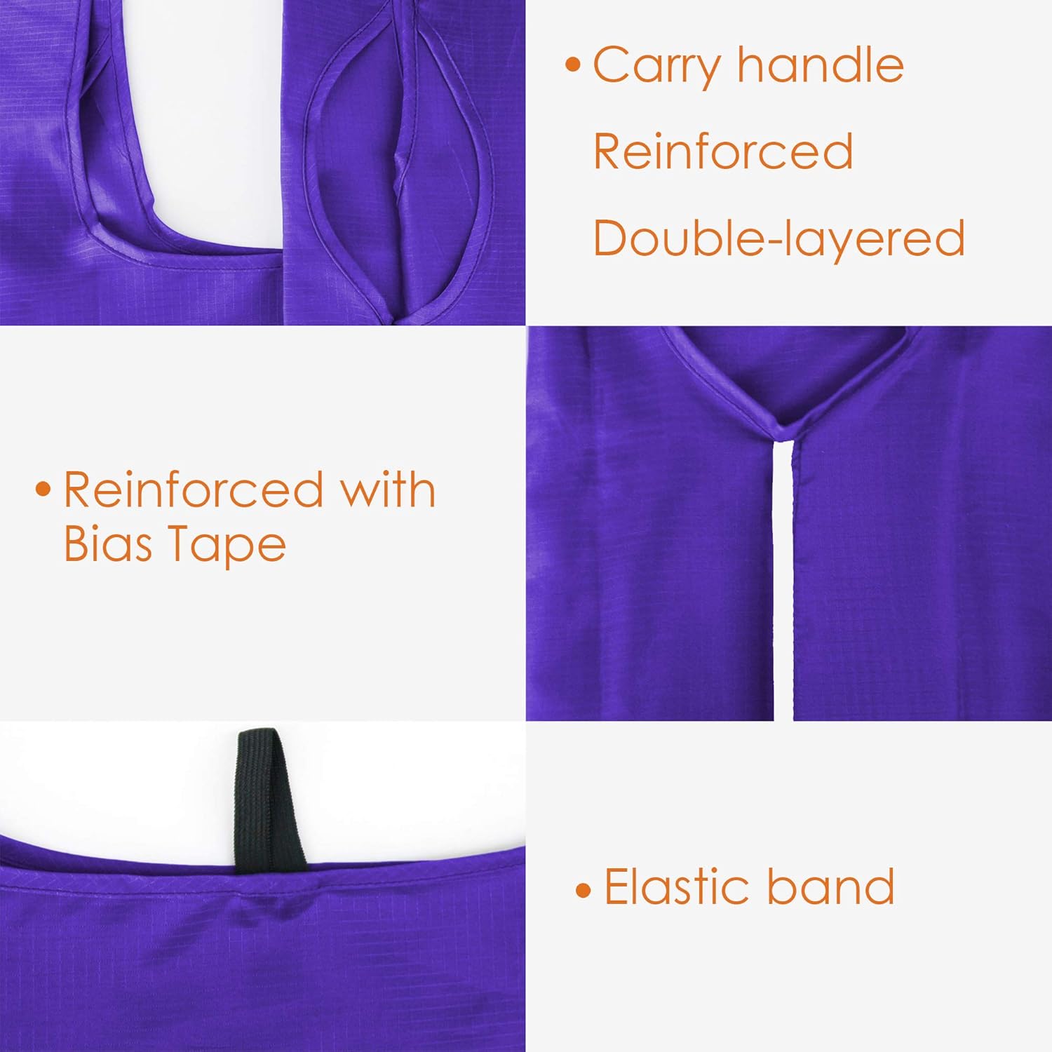 BeeGreen Purple Reusable Grocery Bags Wholesale Purple Reusable Kitchen Bags Bulk Foldable-Machine Washable with Zipper Storage Pouch 20 Packs
