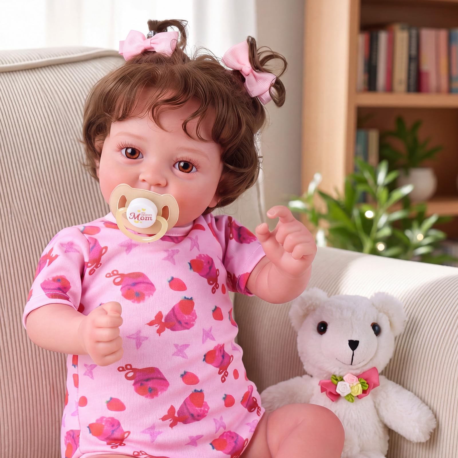 BABESIDE Reborn-Baby 20 Zoll Mädchen, Lebensechte Babypuppe Offene Augen | Realistische Reborn Puppe mit Weichem Stoffkörper und Vinylgliedmaßen, Zubehör Set, Geschenk für Kinder ab 3 Jahren