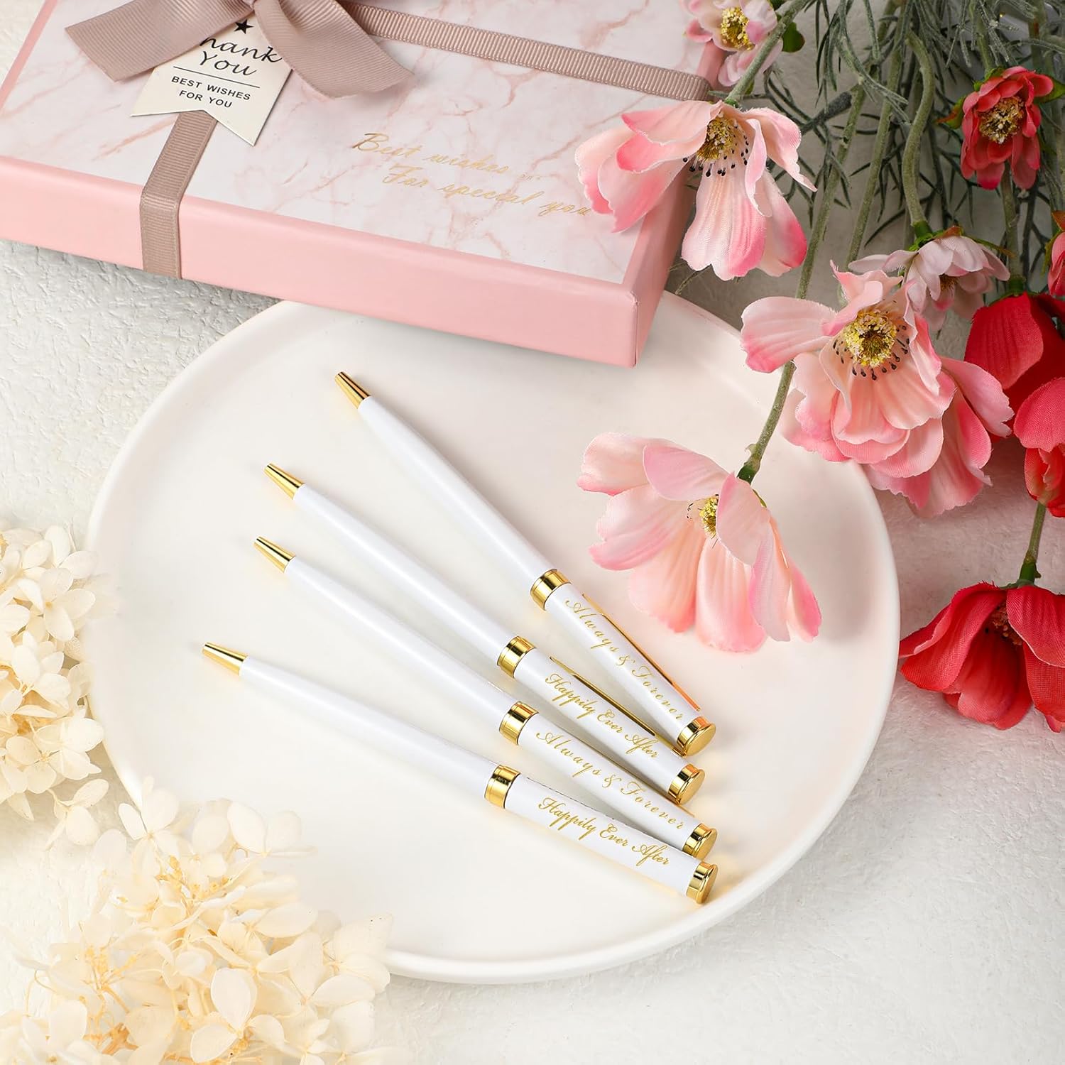 Fumete Wedding Pens Ballpoint Bridal Party Black Ink Twist Ballpoint Pens, Always and Forever Sign Wedding Pens for Bridal Shower Proposal Bachelor Slumber Party Game Favor(12 Pcs) - Image 3