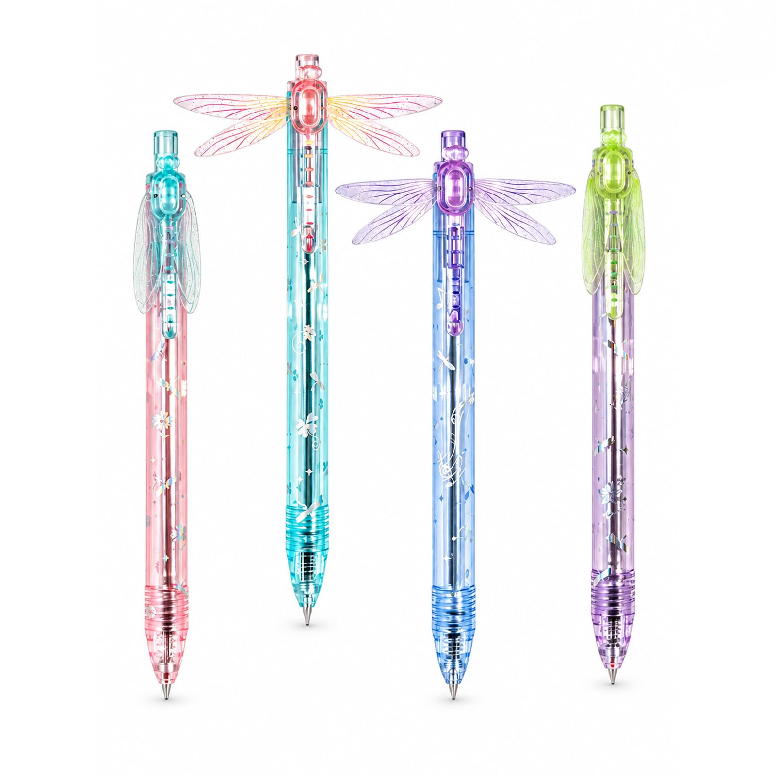 Gleaming Wings Dragonfly Pen, 0.5mm Black Gel Pens with Moving Wings (4Pcs)