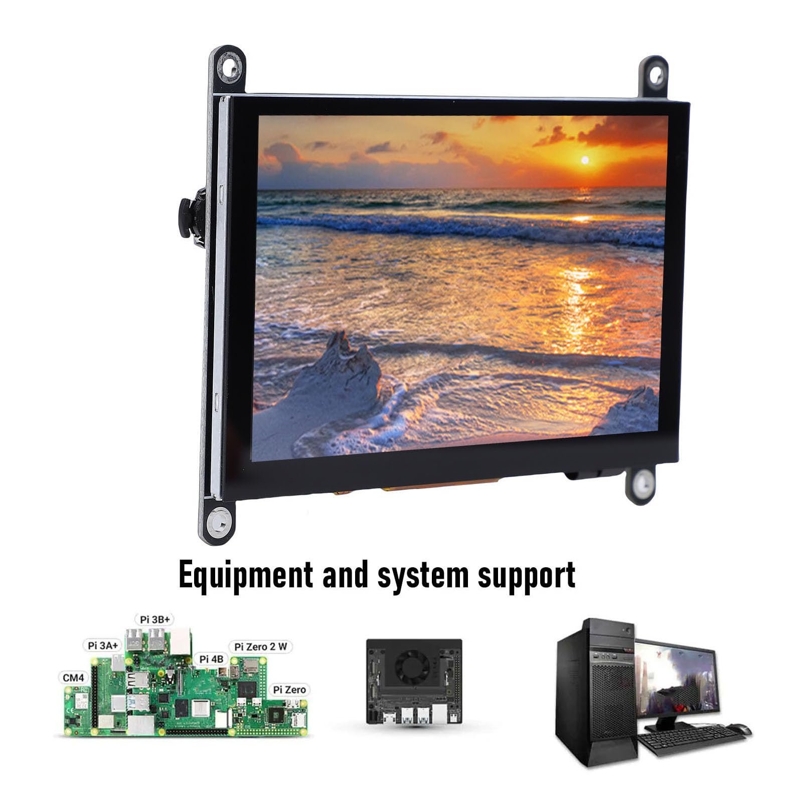 5-calowy Ekran Dotykowy LCD HDMI, Pojemnościowy Ekran IPS 800x480 dla Pi 4B, Nano, Ubuntu, Dodatkowy Monitor PC, Nie Wymaga Sterownika