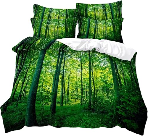 Miniatura 3 de Green Forest Bedding Duvet Cover Set, Wood Bedding Set, Double Bed Soft Duvet Cover, Bedroom Duvet Cover, Duvet Cover with Pillow Case (Queen (230 *