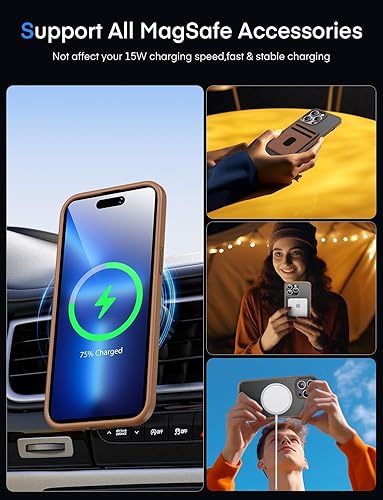 Miniatura 2 de Mgnaooi Funda magnética para iPhone 14 Pro Max, probada contra caídas de grado militar y compatible con MagSafe parte trasera translúcida mate con