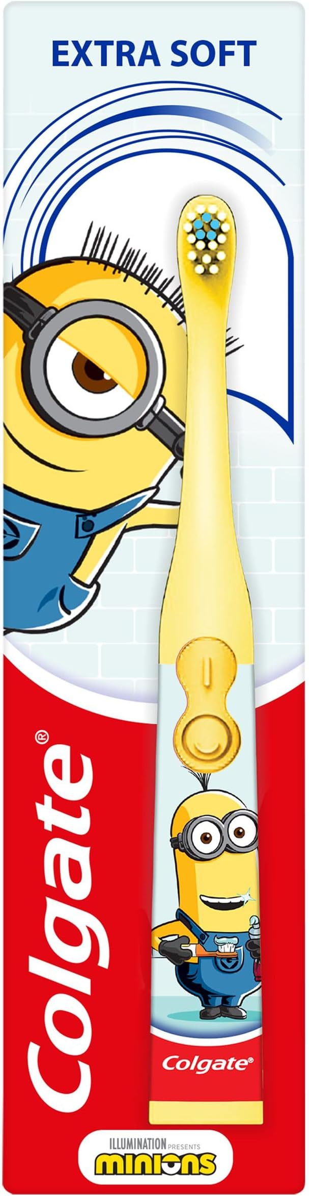 Colgate Minions Kids Toothbrush, Battery-Powered Toothbrush for Kids with Extra Soft Bristles, Yellow Toothbrush for Ages 3 and Up, Includes 1 AA Battery, 1 Pack