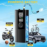 Vista 4 de Inflador de neumáticos, compresor de aire portátil, bomba de aire inalámbrica para neumáticos de automóvil con medidor de presión digital, bomba