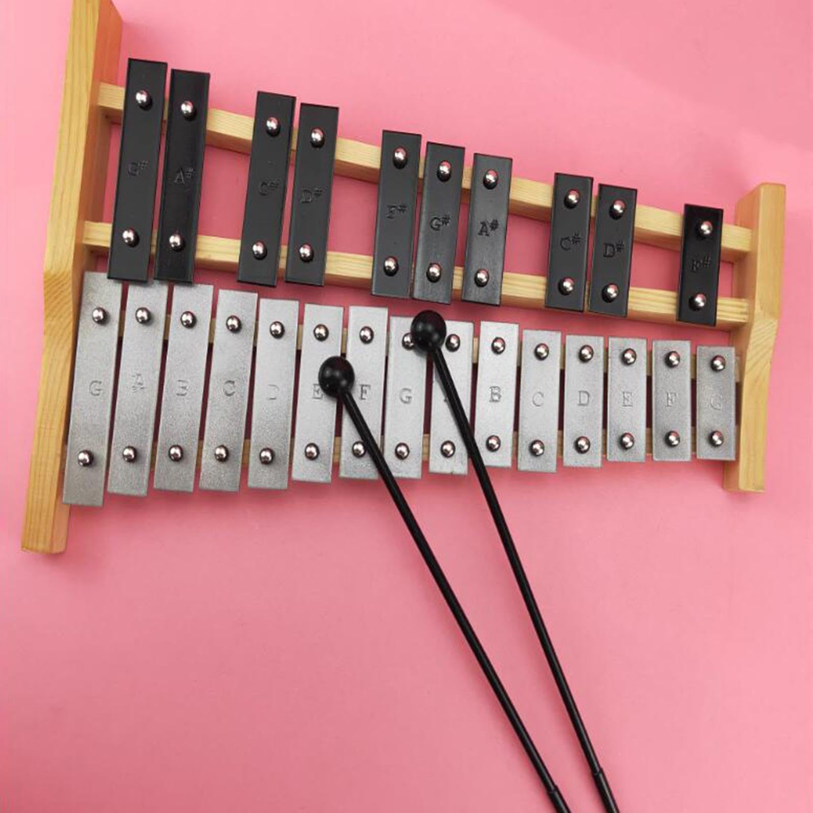 Xylophone Percussion 25 Lames Métal Mallets Glockenspiel Instrument Musique Sac Rangement pour Apprentissage Adulte Enfant Adapté Apprentissage