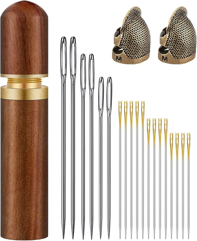 Embroidery Needles, 6 Pcs Large Eye Sewing Needles and 12 Pcs Self Threading Embroidery Needles