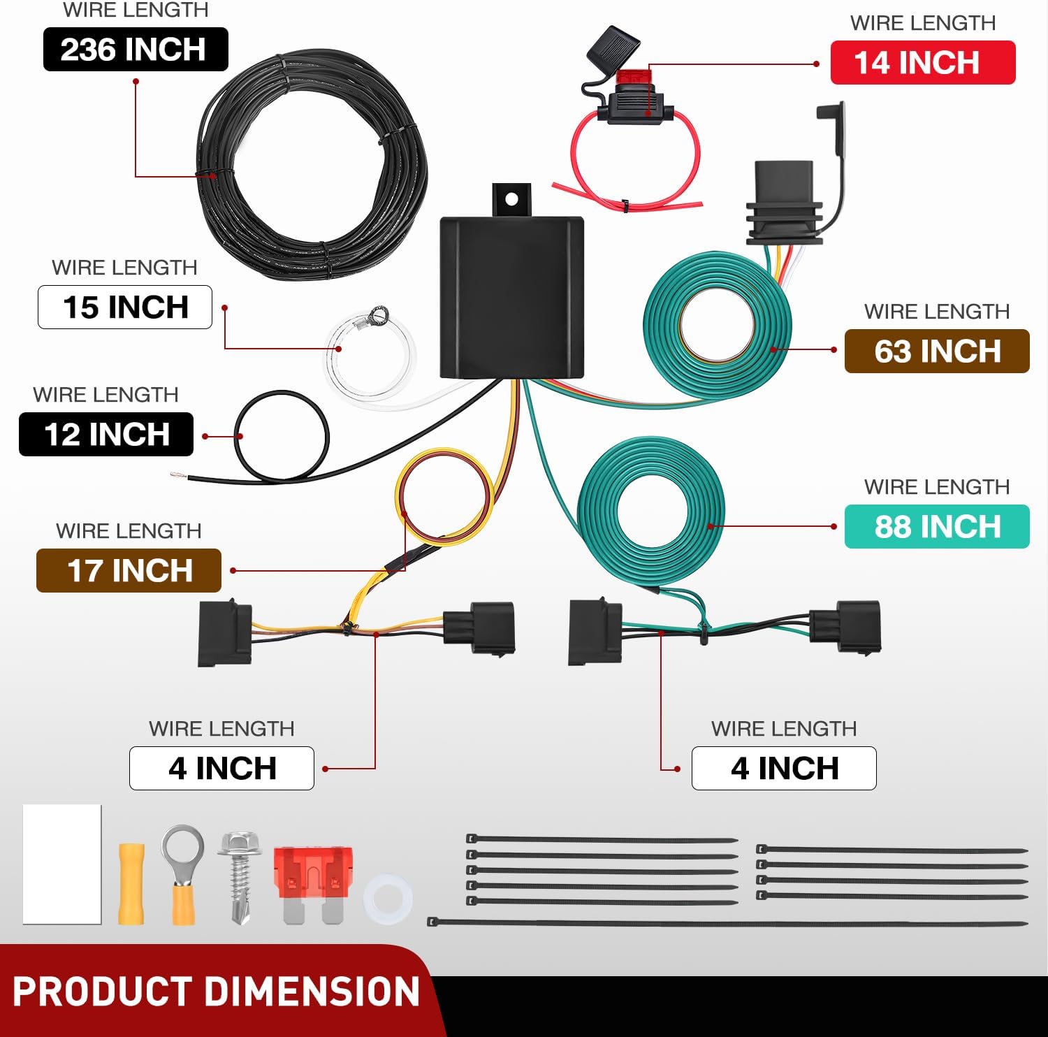 Nilight 4 Pin Trailer Wiring Harness Kit 56329 Vehicle Custom for 2004 2005 2006 2007 2008 2009 2010 2011 2012 Ford Escape Edge Freestar Mazda Tribute Mercury Mariner Lincoln MKX