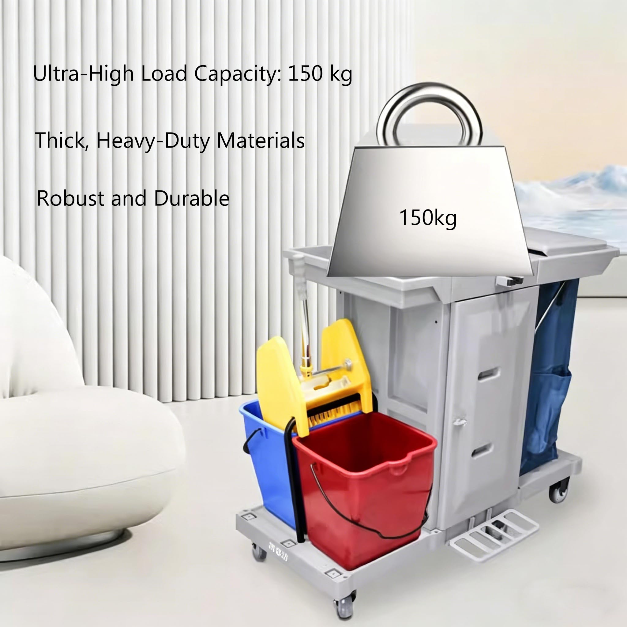 Questo Carrello per Pulizie Carrello per Pulizie Commerciali Carrello per Pulizie Addetto alle Pulizie con Ruote Carrello Multiuso per Pulizie con 3 Ripiani Armadio portaoggetti capacità 330