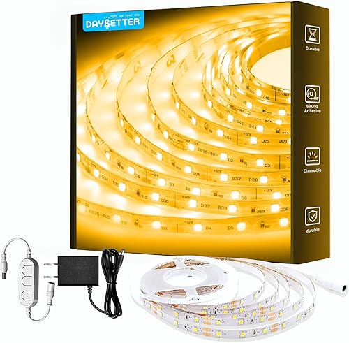 Vista 12 de DAYBETTER 16.4FT Tira de luces LED COB regulable, luces LED de alta luminosidad, 6500K blanco brillante de luz diurna, 24V, 140 LEDs, cinta LED
