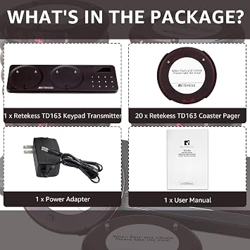 Retekess TD163 Coaster Pager System, Pagers for Restaurants, 20 Beepers