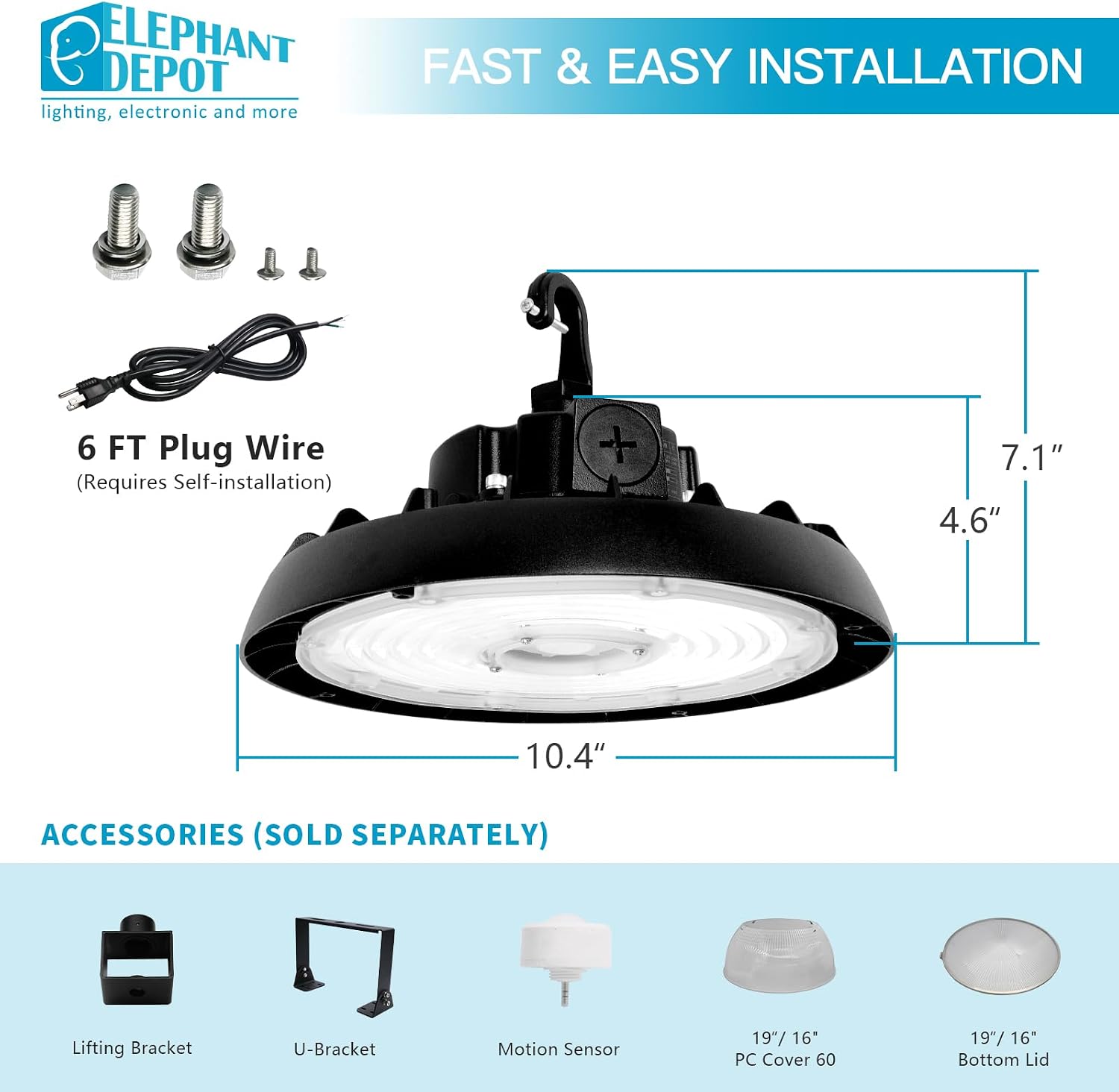 UFO Led High Bay Light, 100/120/150W, 14000/17500/21000LM, 2CCT 4000K/5000K, 0-10V Dimmable High Bay Led Shop Lights for Gym Factory Warehouse, Hook, UL