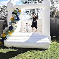 Vista 5 de Inflatable White Bounce House Castle with Air Blower White Jumper Bouncy Castle Wedding Decorations Jumping Bed for Party 13ft x 115ft x 10ft