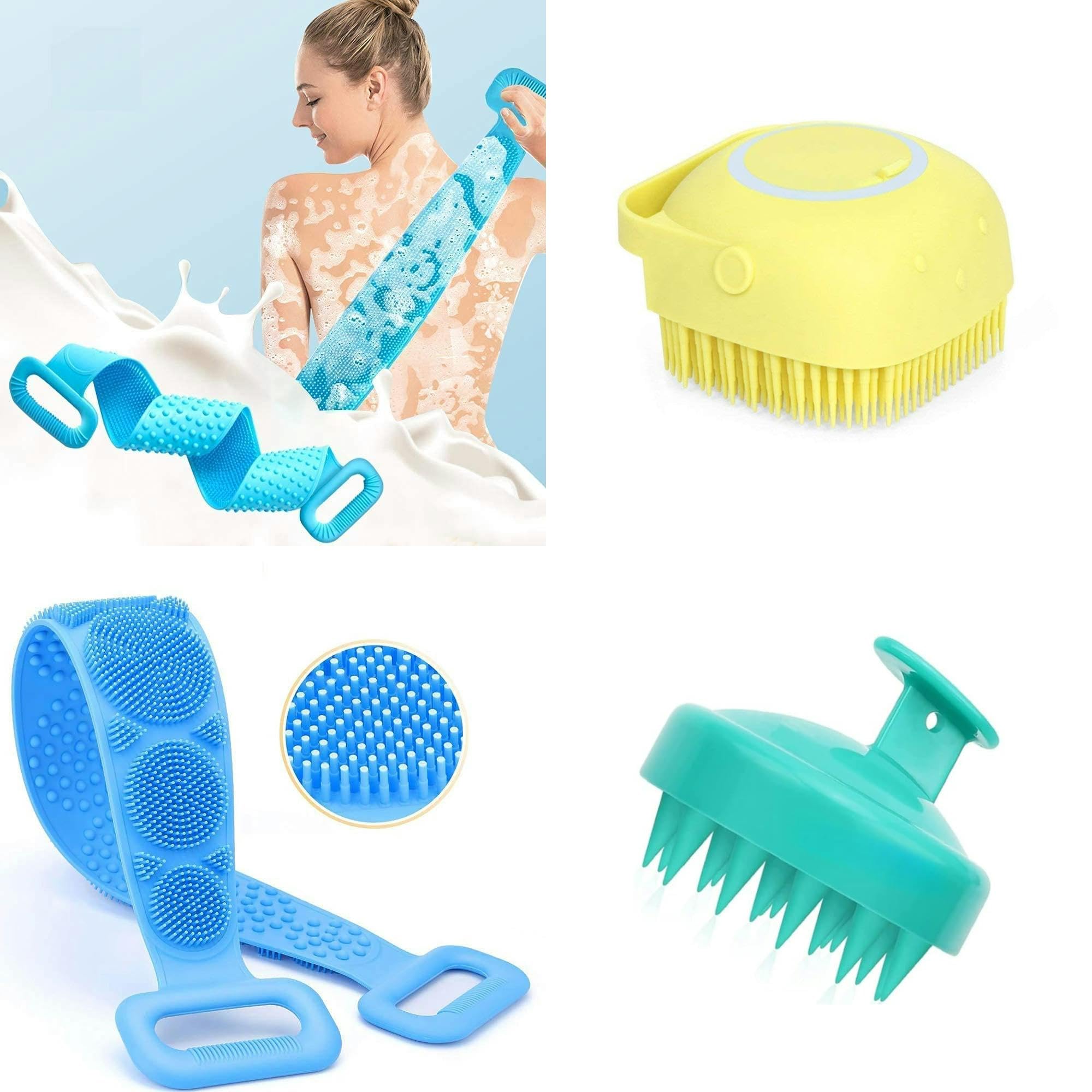 Body Scrubber, Back Scrubber, and Hair Scrubber for ultimate cleansing and relaxation. Ideal for daily use. Random color dispatch as per availability." (Pack 1 of each product)-image-34