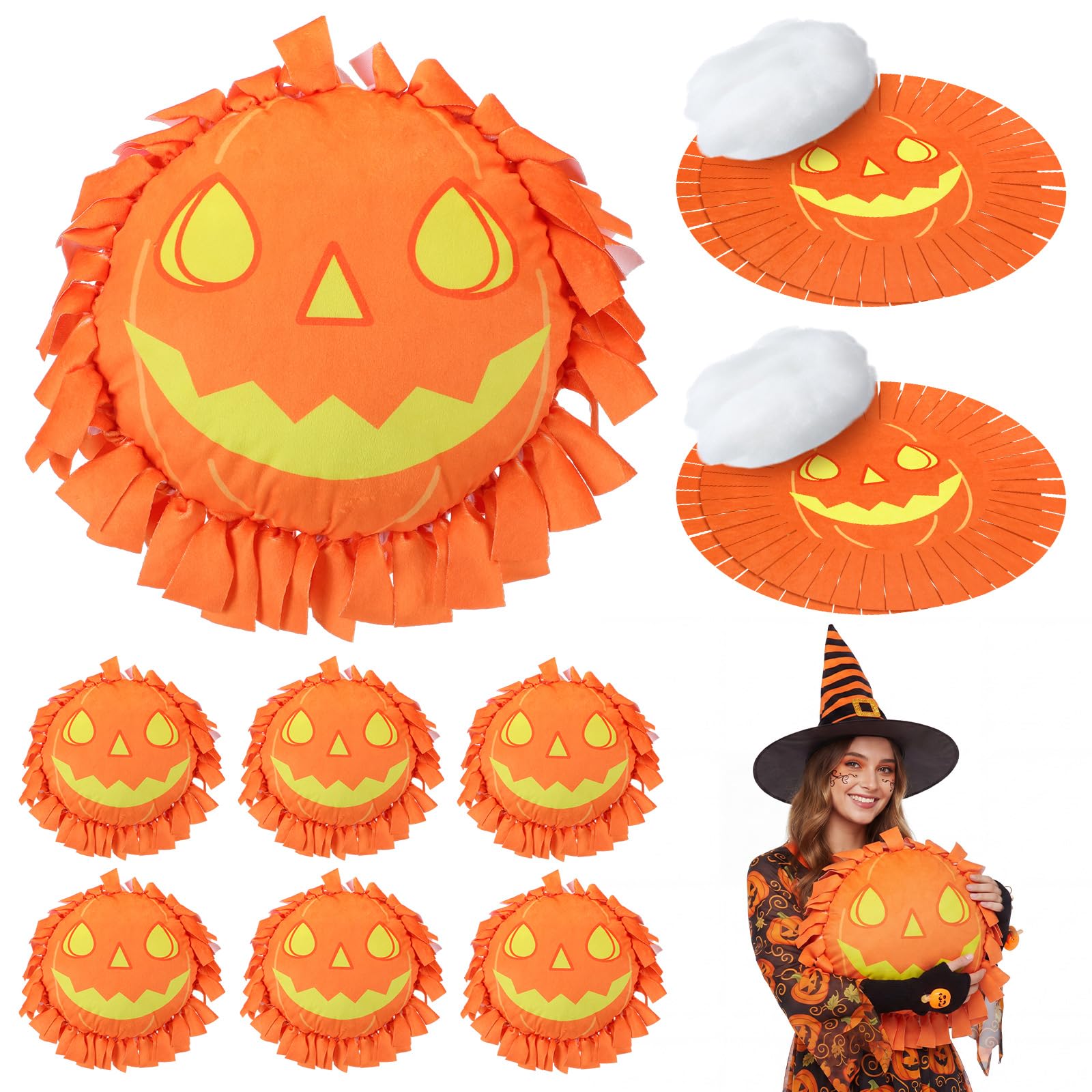 Weysat 6 Sets Halloween Pumpkin Tied Pillow Craft Kit Jack-o'-Lantern