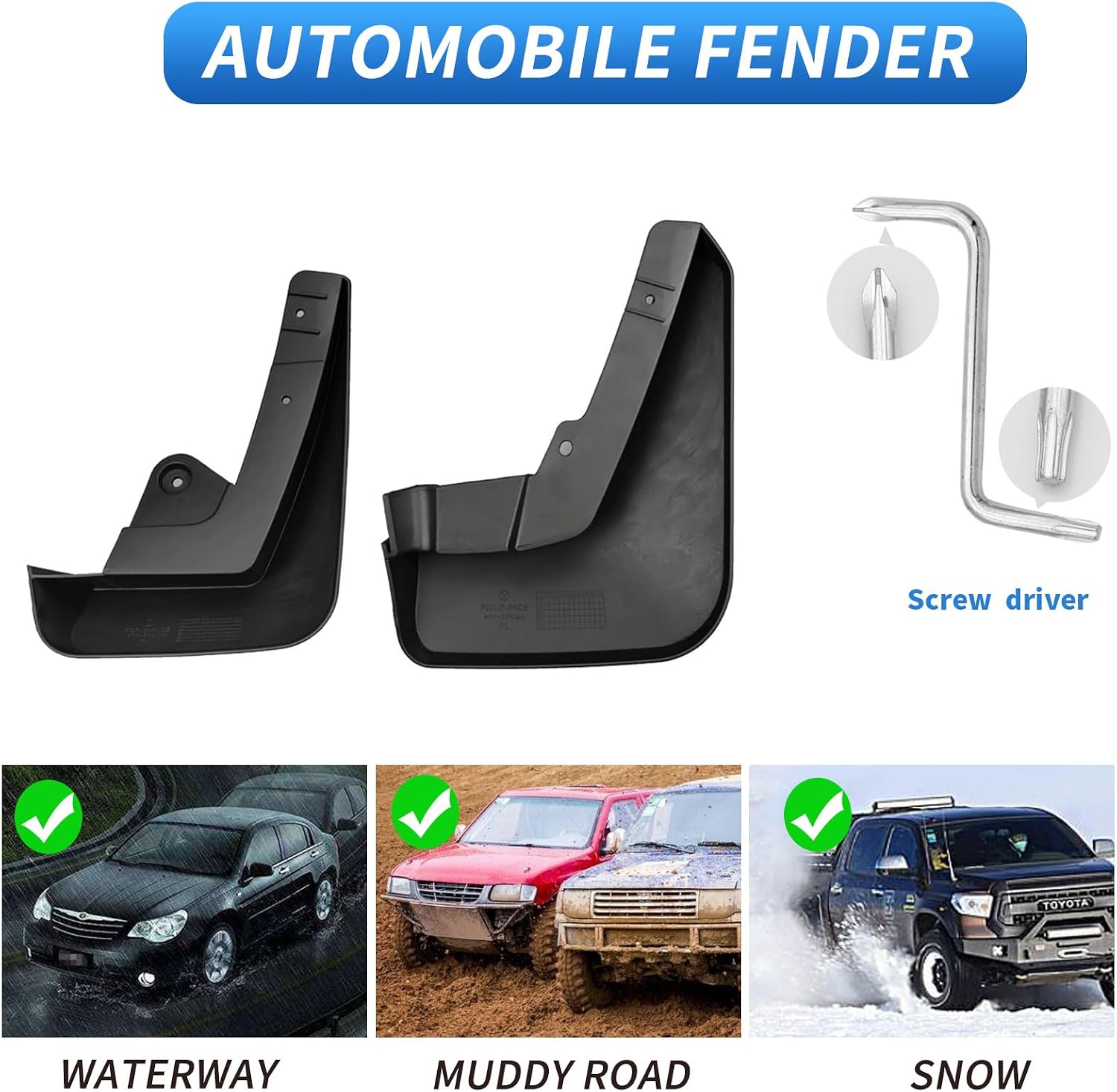 Custom Fit for Mud Flaps 2017-2024 Jaguar F-Pace (No SVR Models) Mud Splash Guard Front and Rear 4-PC Set