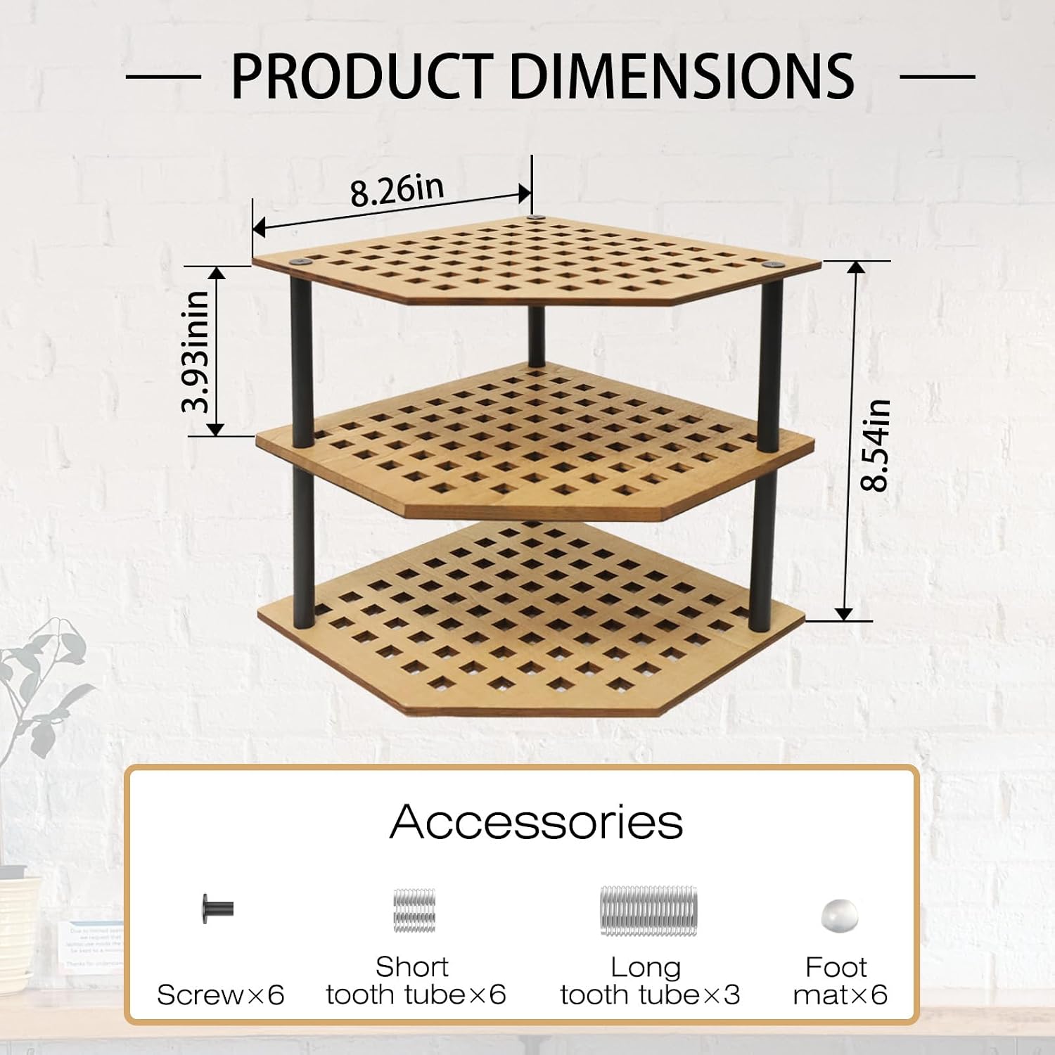OYEFLY 3-Tier Kitchen Corner Shelf Rack Counter (Wood)