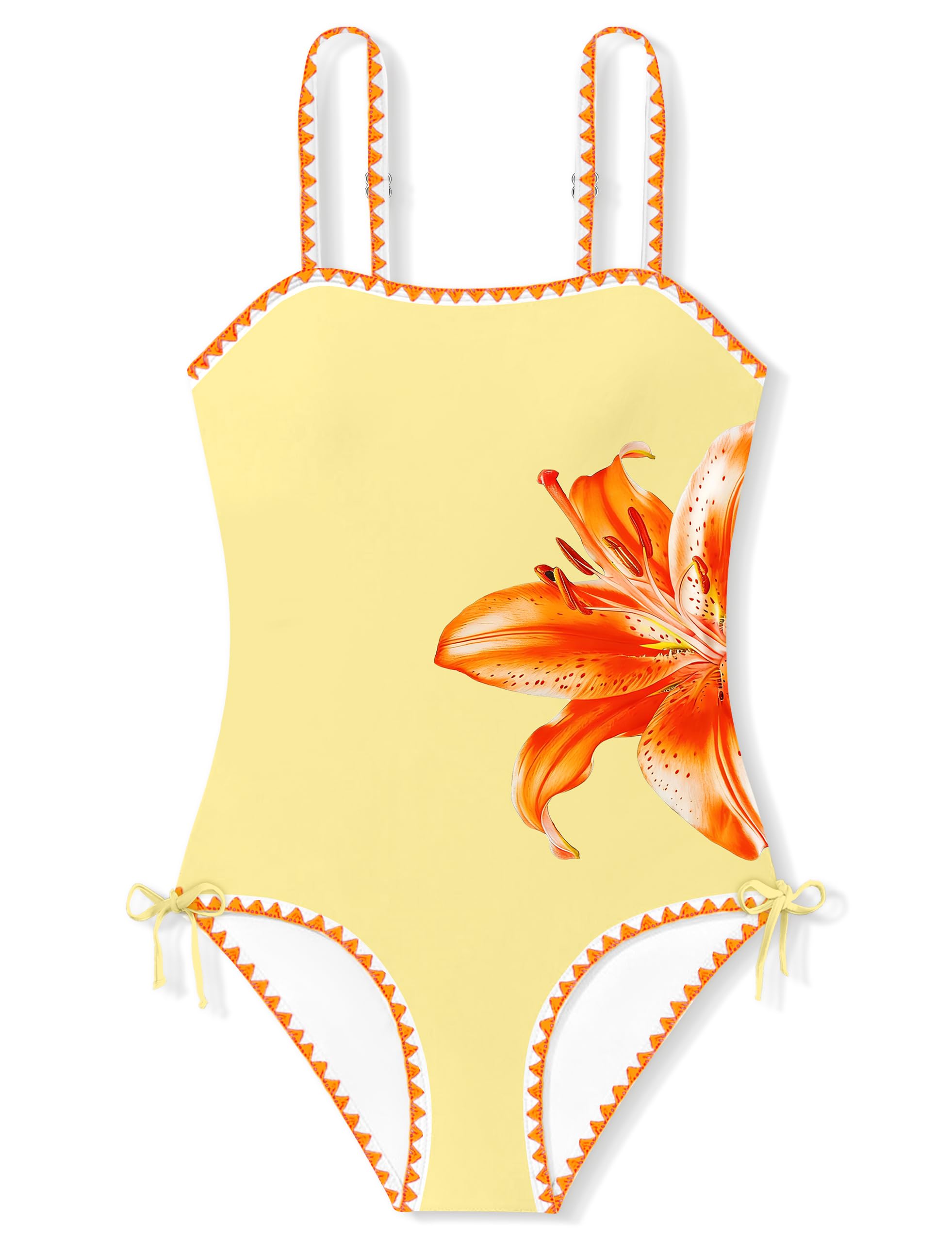 Girls Swimsuit Adjustable Straps Cut Out One Piece Bathing Suit with Solid Color Cover Up Skirt Girls' Swimwear 5-16Y