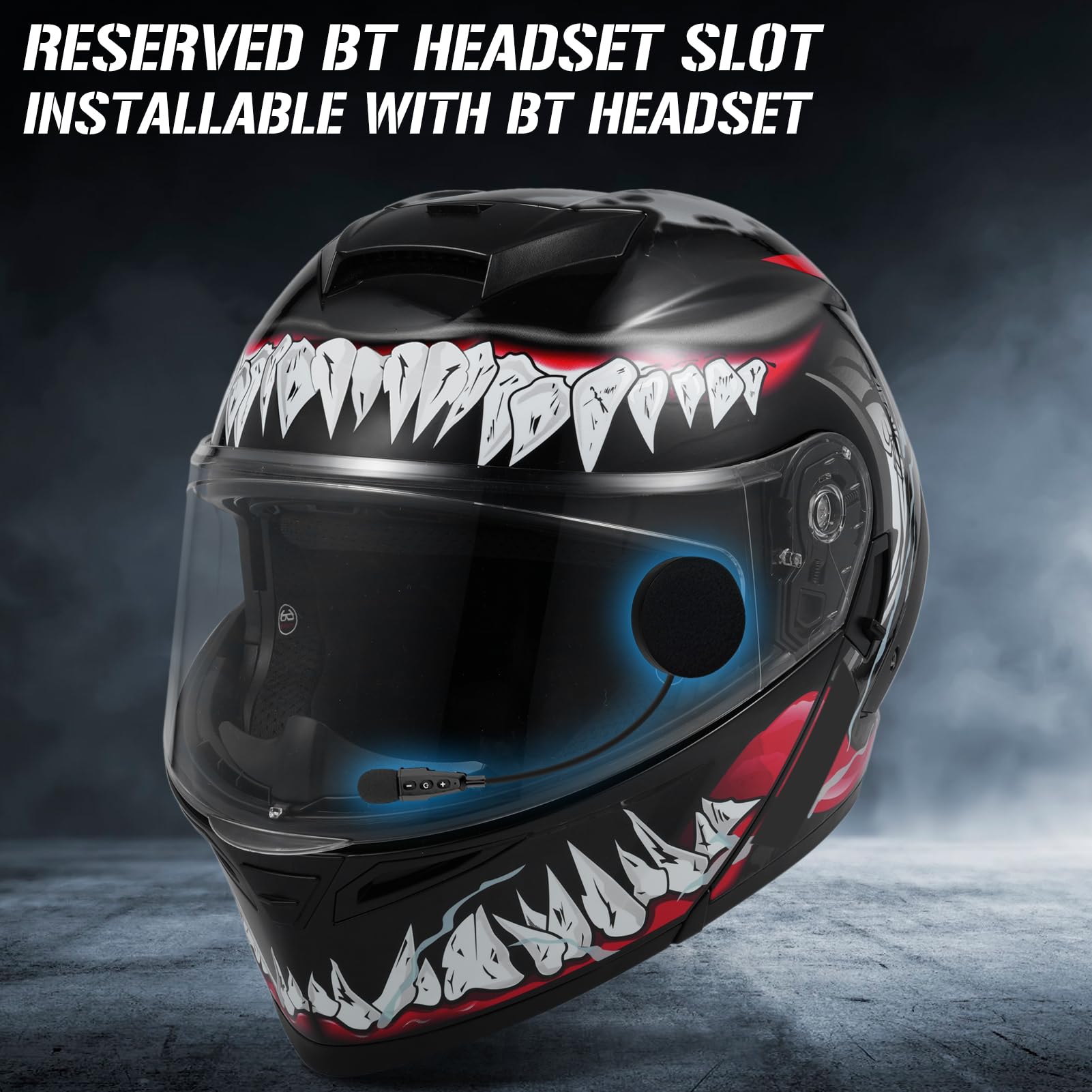 Motorradhelm, Leichter, hochklappbarer modularer Integralhelm, Klapphelm mit Doppelvisier und wiederaufladbarem LED-Rücklicht Klapphelm für Erwachsene, Männer und Frauen-L