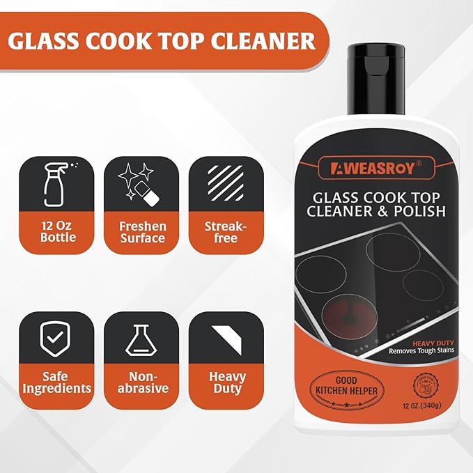 Kit Limpiador para Estufa de Vidrio AWEASROY 12 oz con Esponja y Raspador miniatura 2