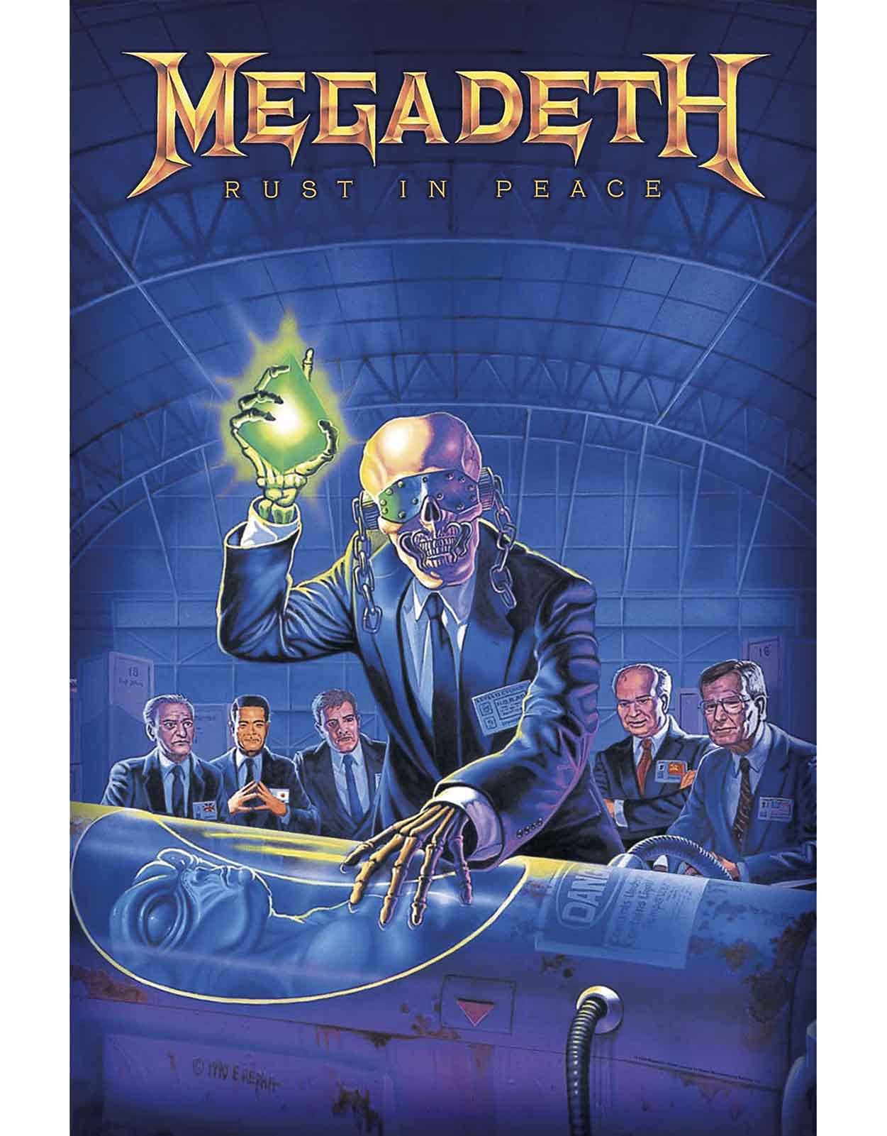 Rock Off Officially Licensed Products Coloured Megadeth Poster Rust In Peace Band Logo Official 70Cm X 106Cm Textile Flag Standard