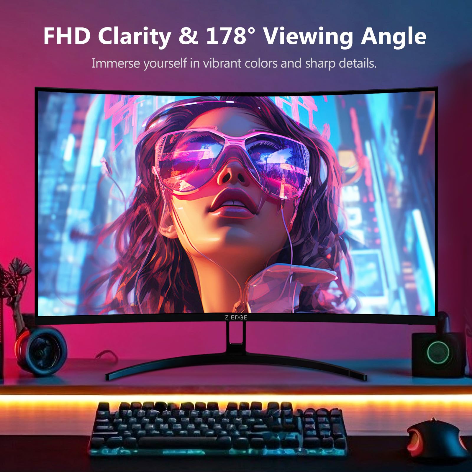 Z-Edge Ecran Pc Gamer Incurvé 32'' 240 Hz, 1ms, FreeSync, 1080P, Moniteur Gaming Lunette Ultra Fine, 1500R VA, Inclinaison Réglable, HDMI 2.0 &DP 1.4, 3500:1, VESA 100 * 100mm (Câble DP Inclus)