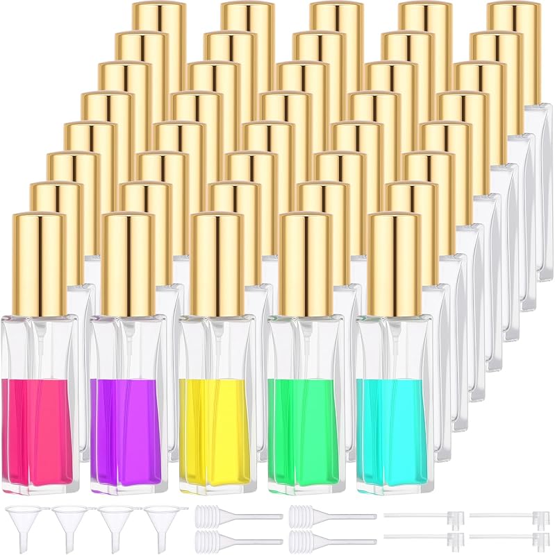 Segbeauty Conjunto com 40 frascos de vidro recarregáveis para perfume, spray de névoa fina, 9,67 mL, com ferramentas de transferência