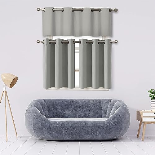 Miniatura 6 de MRTREES Cenefas de oscurecimiento de habitación, cenefa de cortina con aislamiento térmico y ojales en la parte superior, cortinas de ventana de