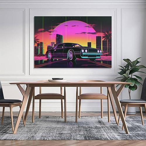 Miniatura 5 de Vaporwave - Pósteres nostálgicos de neón de los años 80 para habitación, sala de estar, dormitorio, decoración de pared de automóvil, lienzo