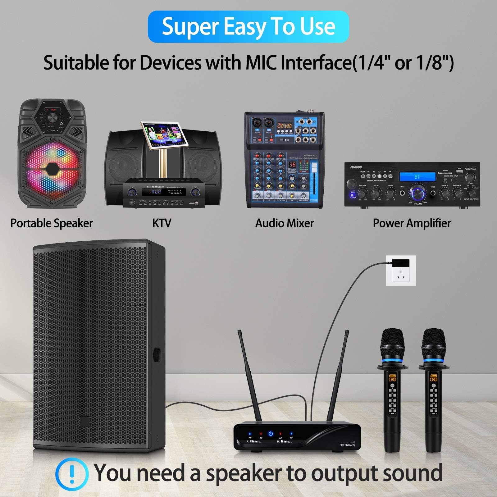 Amazon.co.jp: Kithouse UHF ワイヤレスマイクシステム メタル