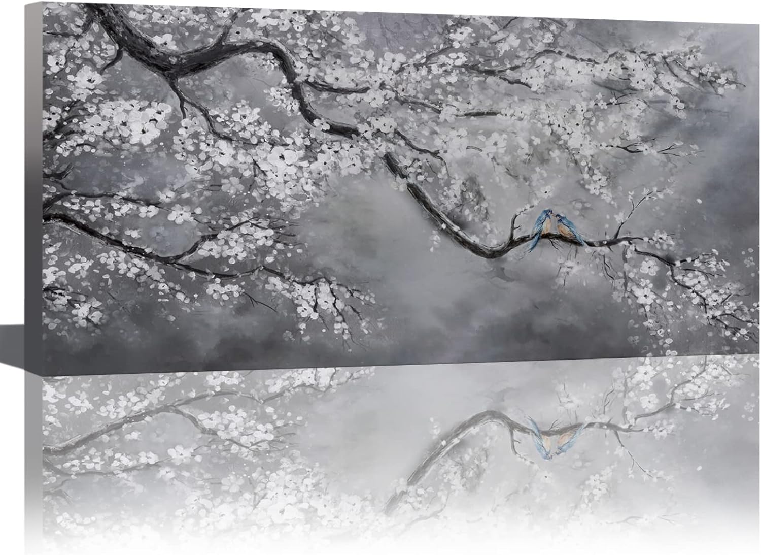 Wall Decorations Bird White Flowers Wall Decor Large Botanical Wall Art Hand Painted Wall