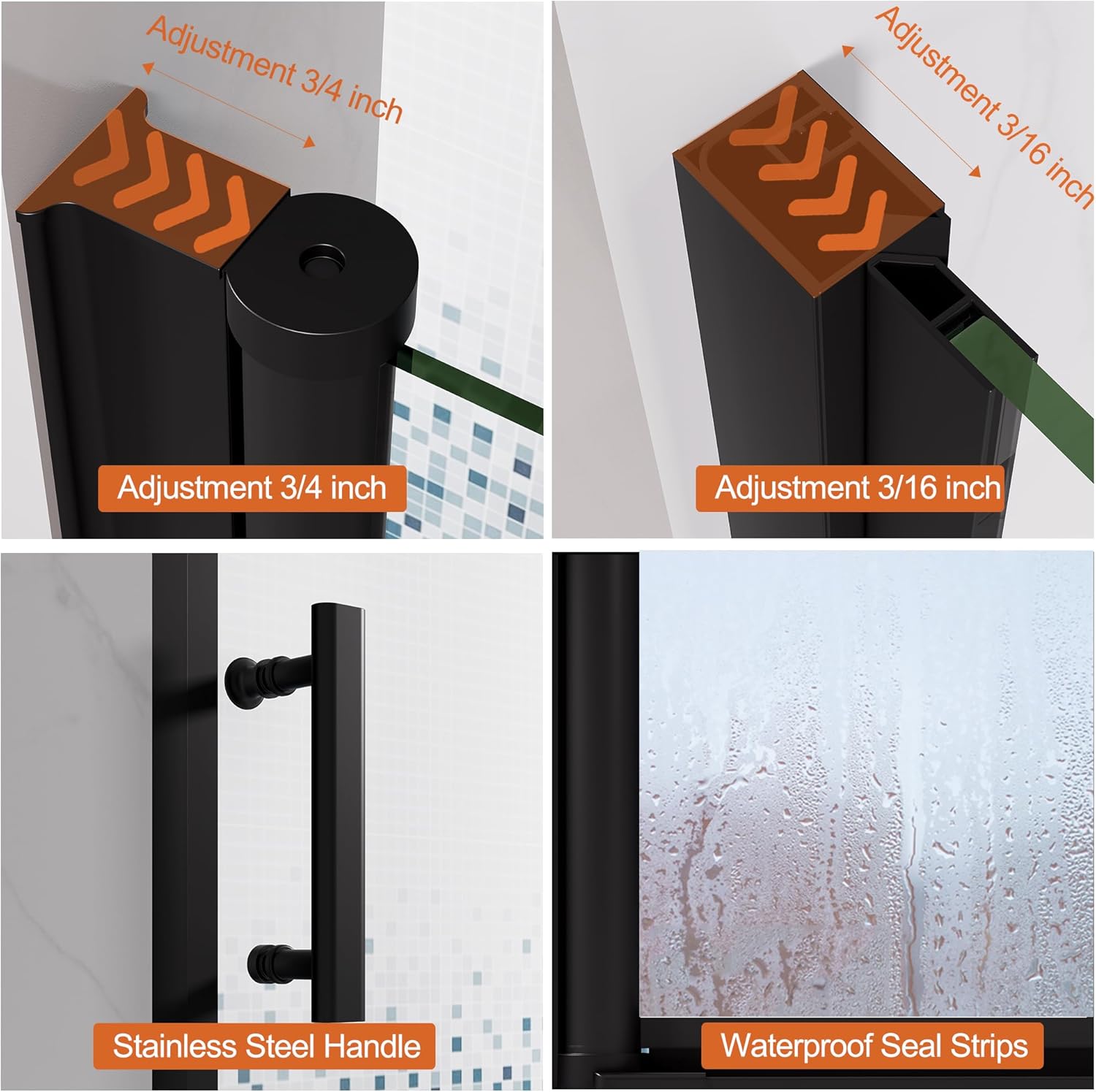 MORVANO Glass Door Pivot Shower Door Adjustable 30 x 72 in 1/4 in Clear SGCC Tempered Glass,Swing Shower Door in Matte Black Finish,Pivot Glass Door Can Reversible Installation