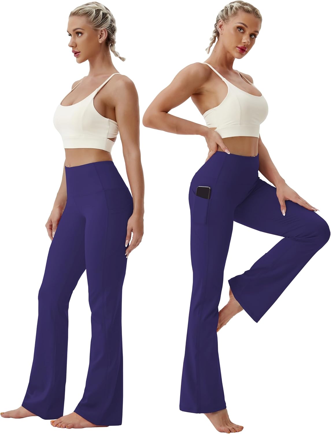 BUBBLELIME 29"/31"/33"/35"/37" High Waist Yoga Pants Tummy Control for Womens Bootcut Workout Flared Basic/Out Pockets - Image 3