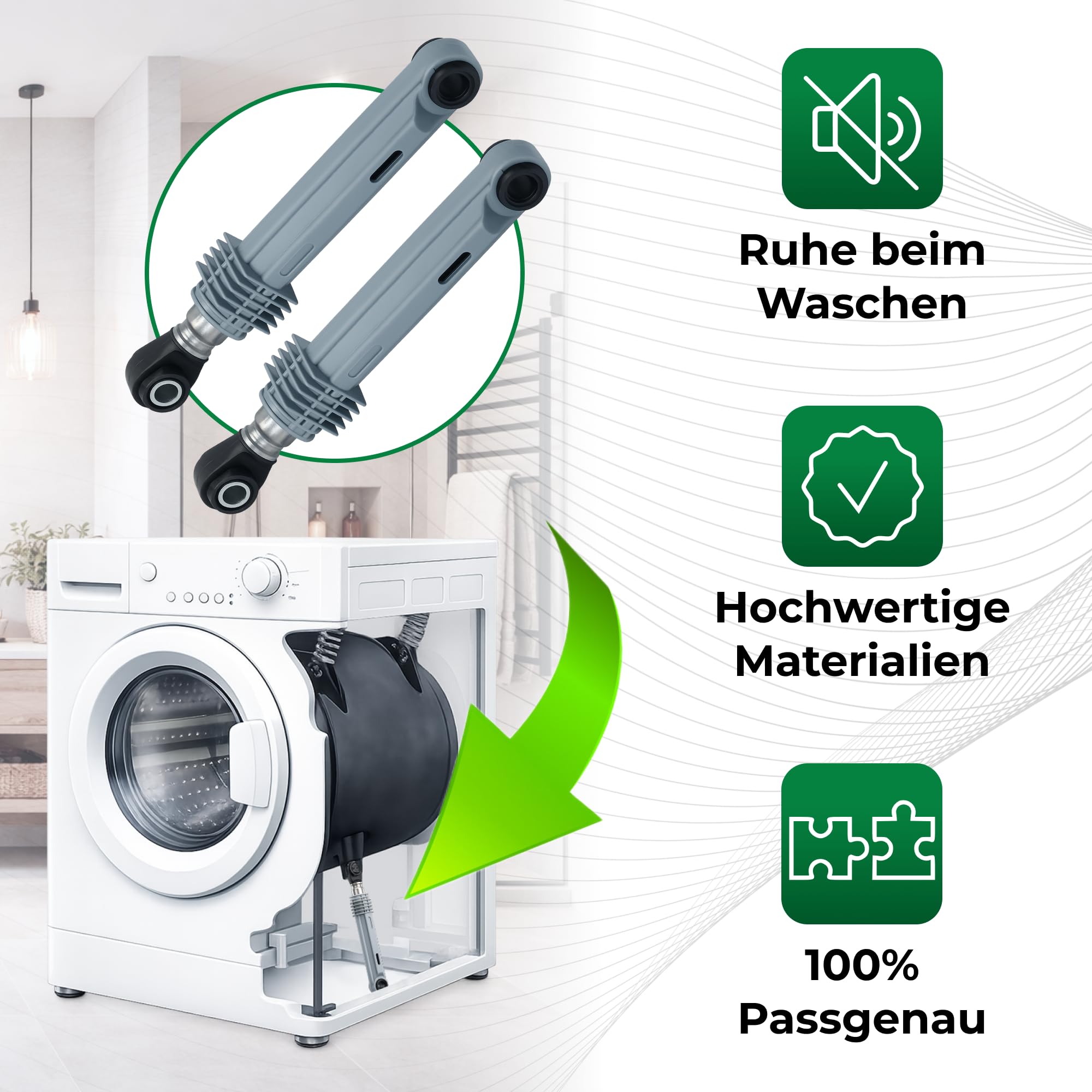 2er-Set Stoßdämpfer Waschmaschine Ø10mm Ø13mm 80N Länge 170 mm – 250 mm mit Originalcode DC66-00343D DC6600343D DC66-00421B DC6600421B DC66-00531C DC6600531C für Samsung