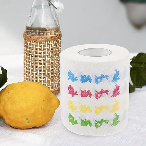 Miniatura 9 de iplusmile 2 rollos de papel higiénico de conejo de Pascua, rollo de papel higiénico de Pascua, servilletas de papel impreso, toalla de papel de