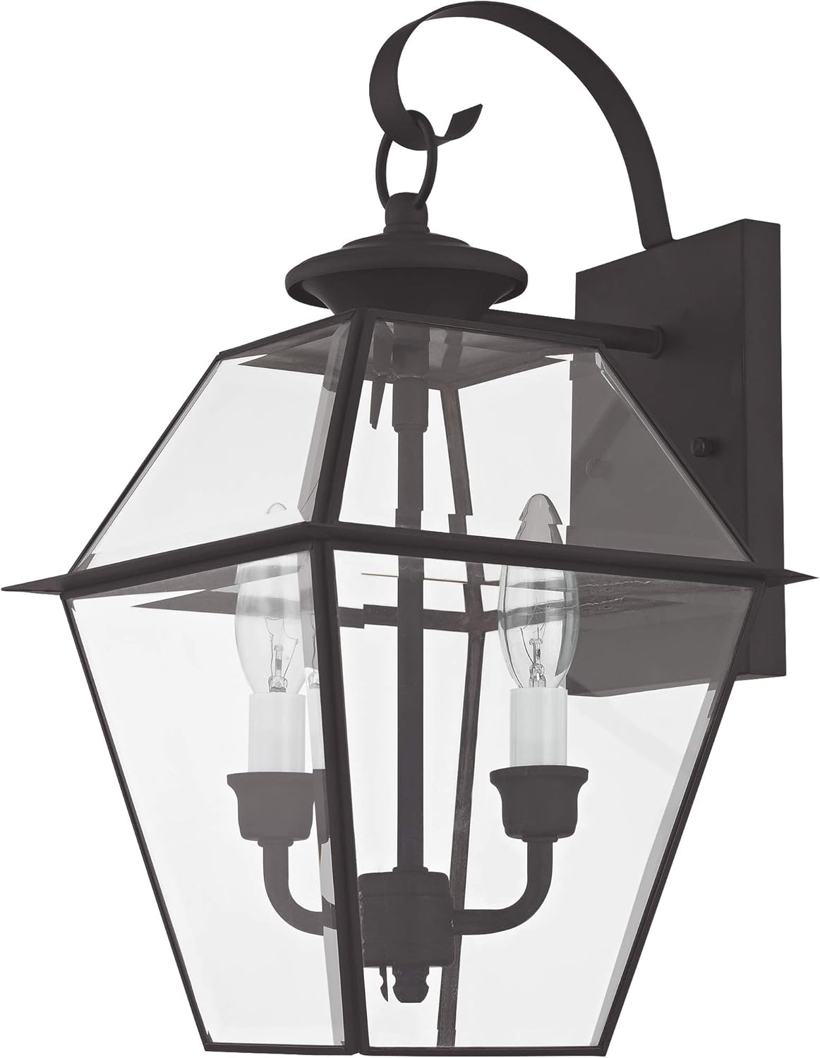 Crаzу Dеаlѕ Livex Lighting 2281-04 Westover 2 Light Outdoor Black Finish Solid Brass Wall Lantern with Clear Beveled Glass