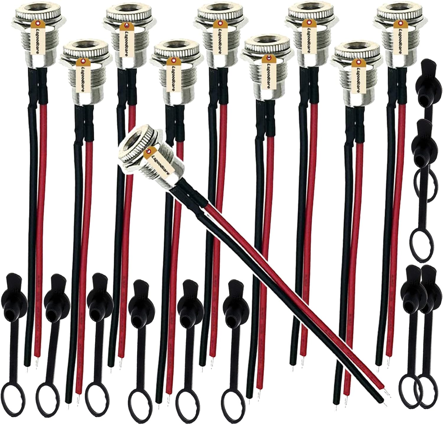 Lsgoodcare 10Pack 5.5 x 2.1 MM 10A DC Power Jack Socket Dc-099 30V Threaded Female Mount Connector Adapter con Cable 18Awg 3.94Ich