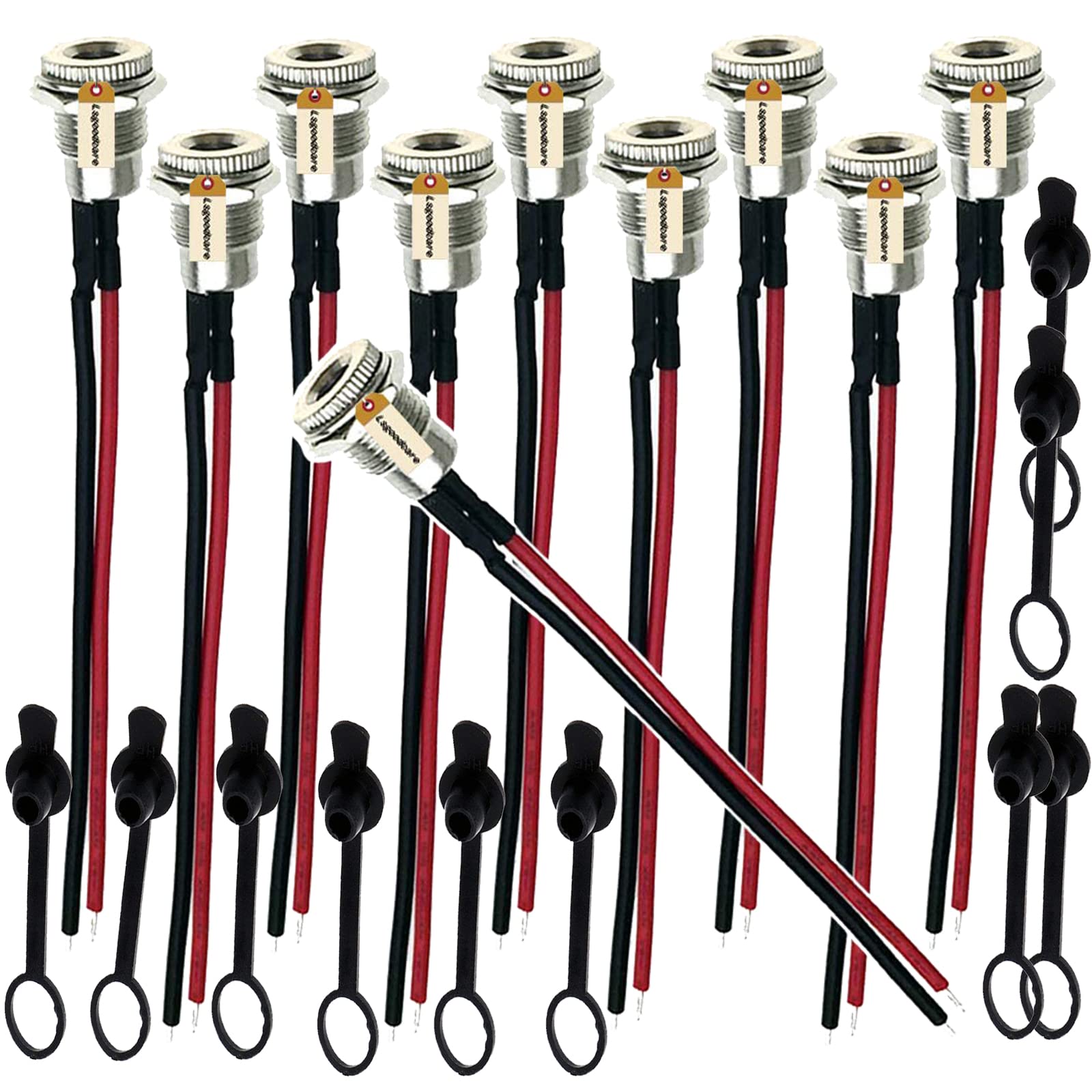 Lsgoodcare 10Pack 5.5 x 2.1 MM 10A DC Power Jack Socket Dc-099 30V Threaded Female Mount Connector Adapter with 3.94Ich 18Awg Cable