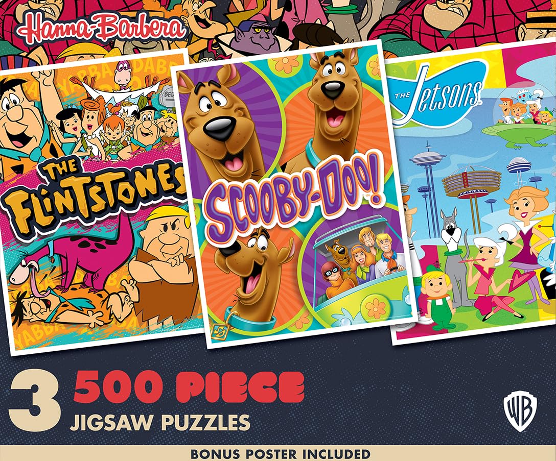 Amazon.com: MasterPieces 3-Pack 500pc Puzzles - Hanna-Barbera