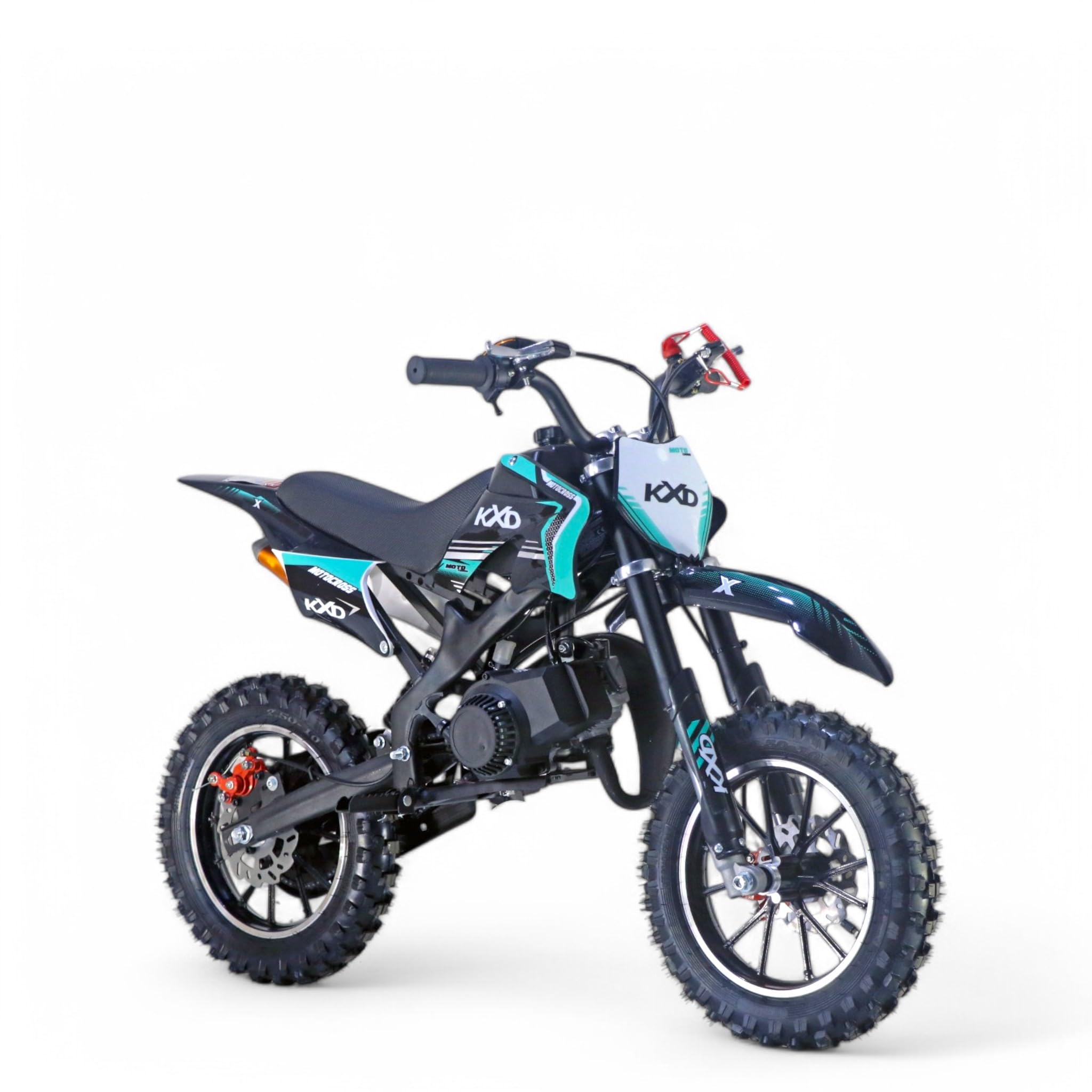 KXD 701/706/708 Blitzer 49cc Enfant 2 Temps 45km/h Dirt Bike Dirtbike CrossBike Pocket Pitbike Pocket Kids Dirt Cross Motor Moto Vélo Véhicule Enfant (Turquoise, KXD 701 49ccm 2Temps)