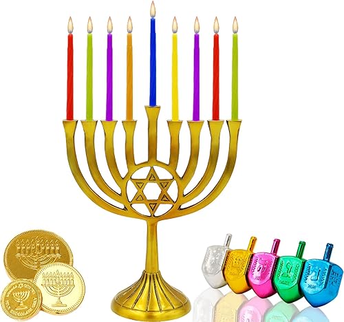 Vista 7 de The Dreidel Company Paquete de 2 velas multicolor de Janucá, velas de menorá, velas de Janucá 44 para las 8 noches de Janucá