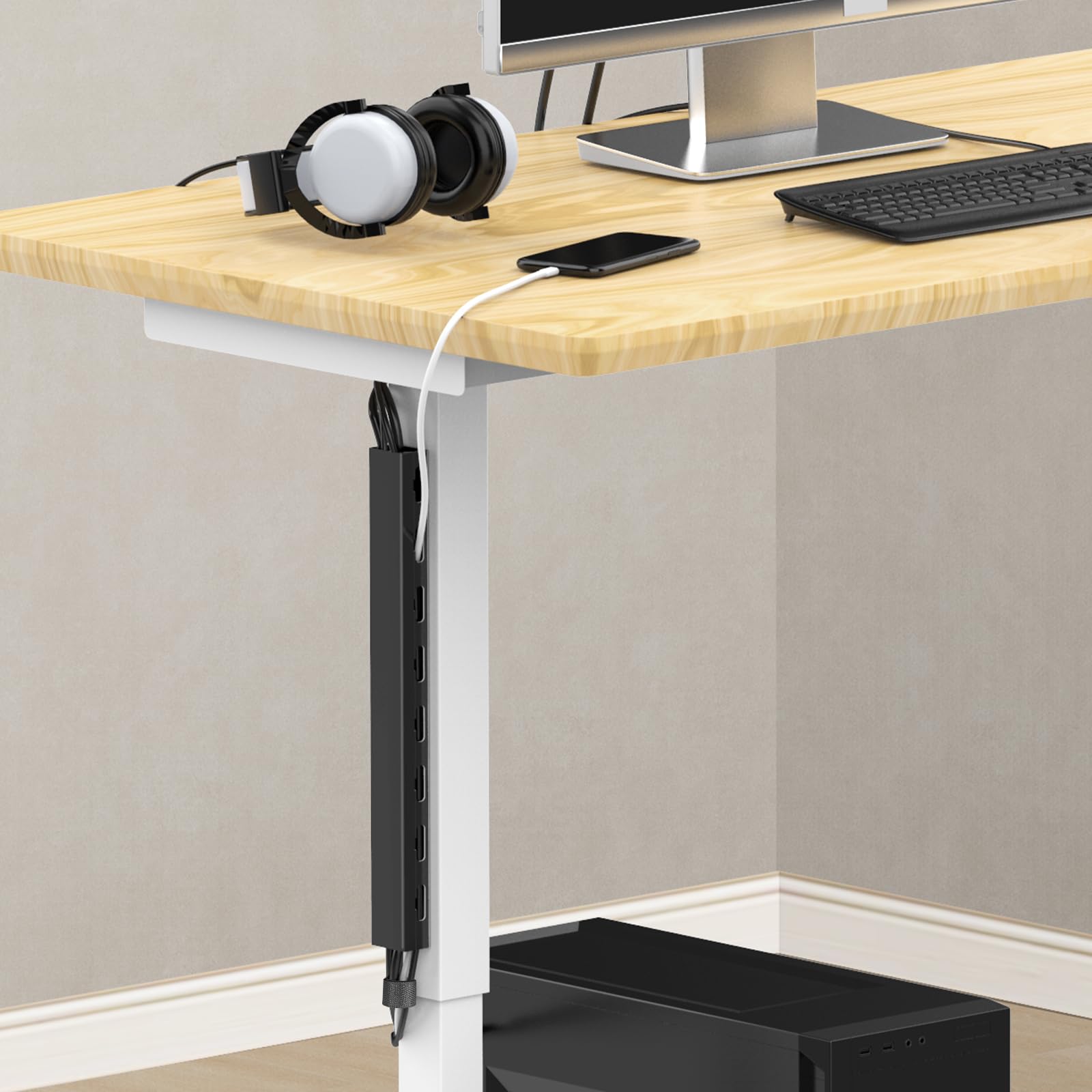 Corner Cable Concealer, 85-inch Corner Cord Cover, Large Capacity Corner Duct, Paintable Cable Management Channel For Floor Baseboard, Ceiling, Wall Corner - 5 X L 17in, Grey