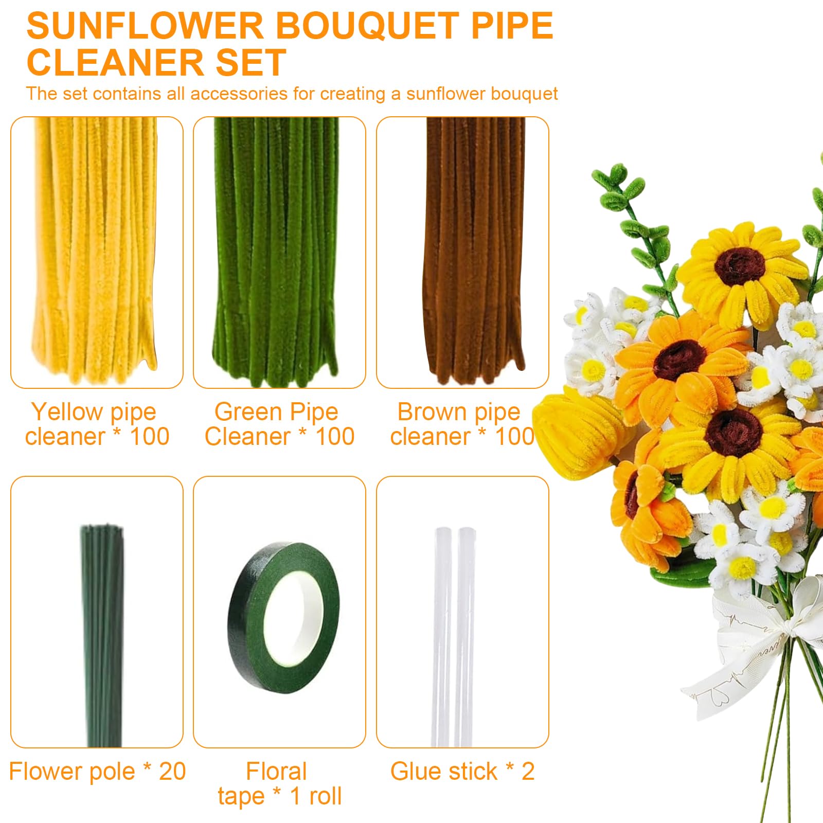 Laine Chenille 200 Fils Chenille Verts 30cm - Cure-pipes Pour Loisirs Créatifs Et DIY Chenille Loisir Creatif