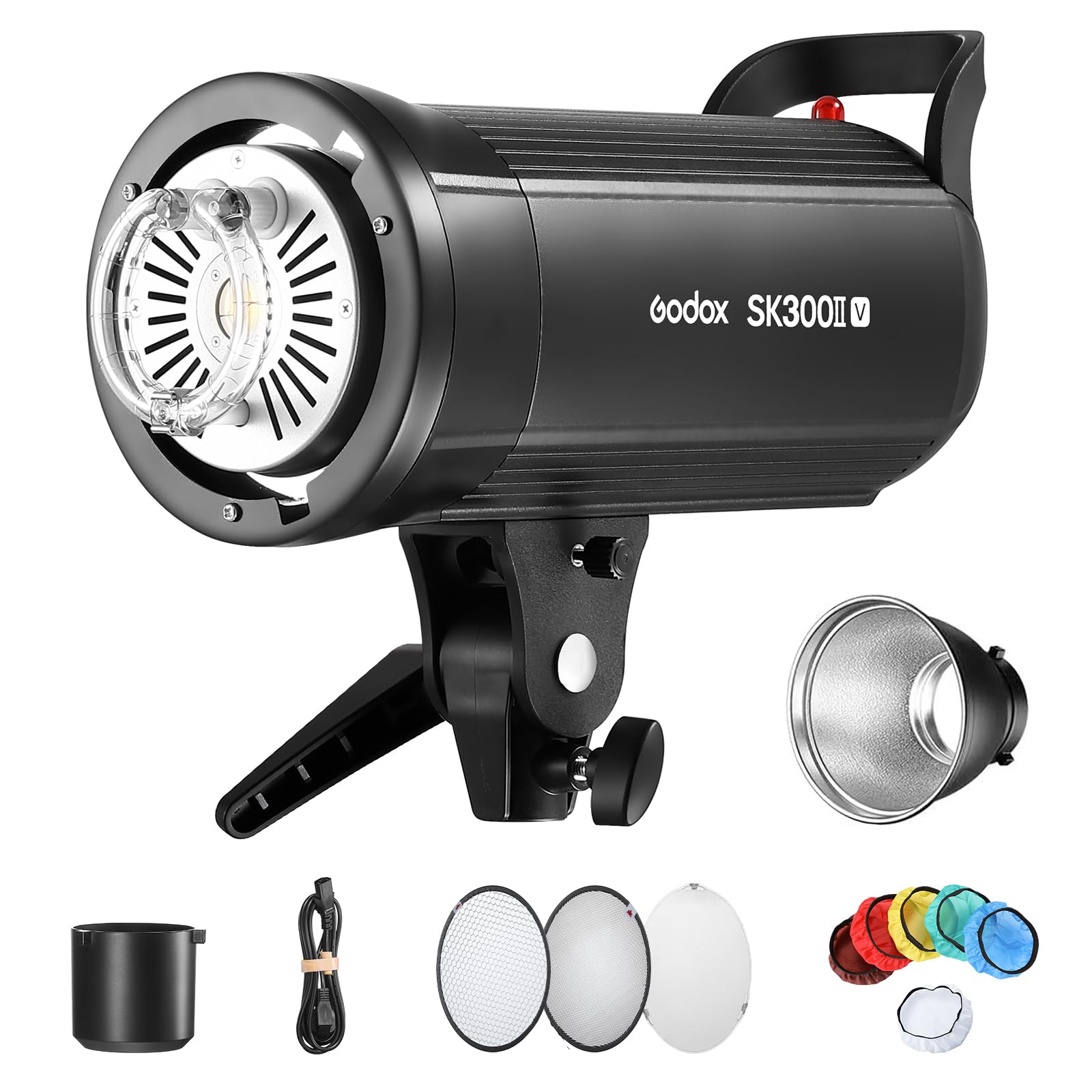 GODOX SK300IIV 300Ws Flash de Estudio Profesional Strobe con GN58,0.1-1.5S Tiempo de Reciclaje,2.4G X Sistema,Montura Bowens,10W LED Lámpara de Modelado para Rodaje, Retrato Fotografía